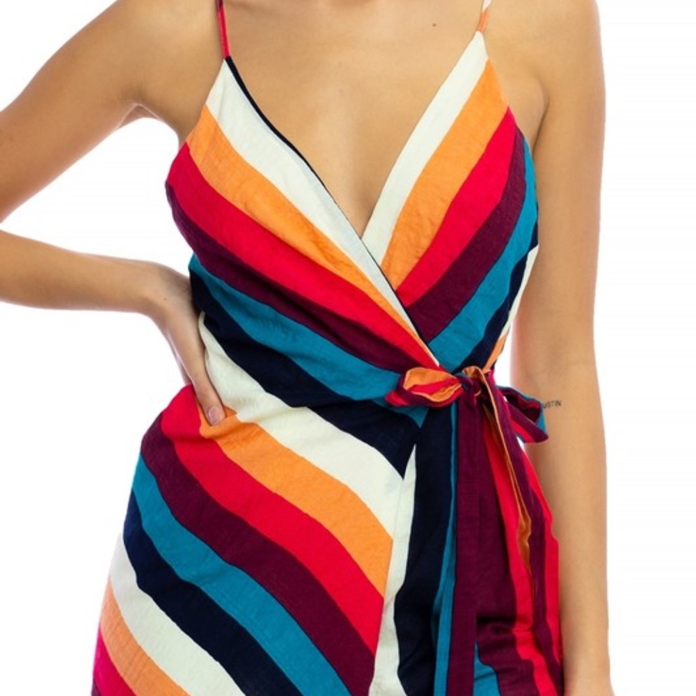 Colorful Stripe Tie Romper